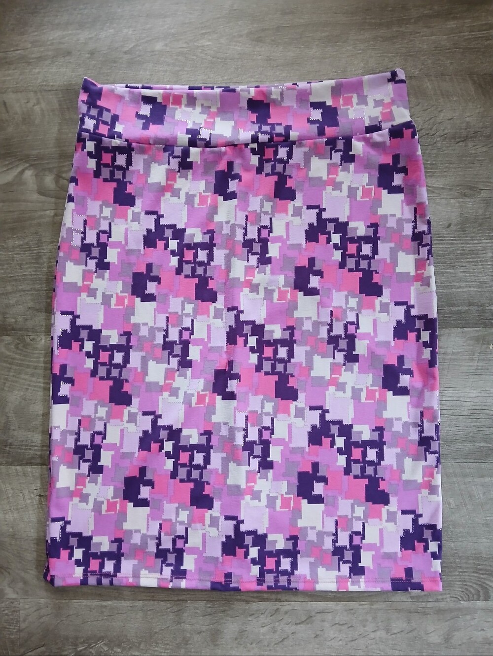 Geo-Print Pink & Purple Pencil Skirt